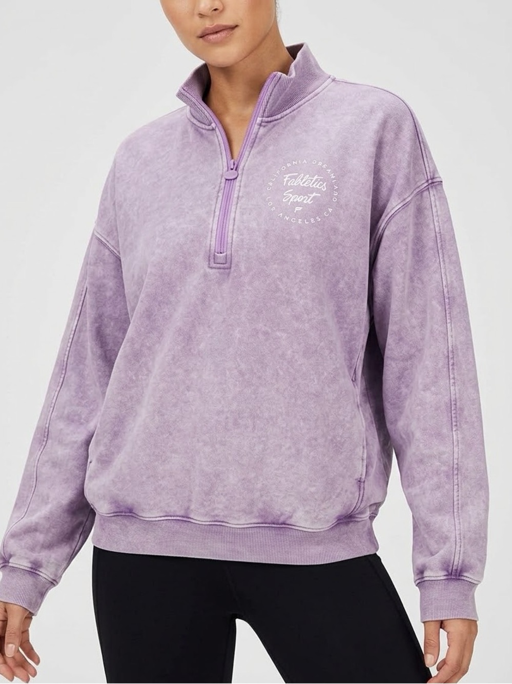 Fabletics Sport Lavender Acid Wash 1/4 Zip California Dreamland Pullover